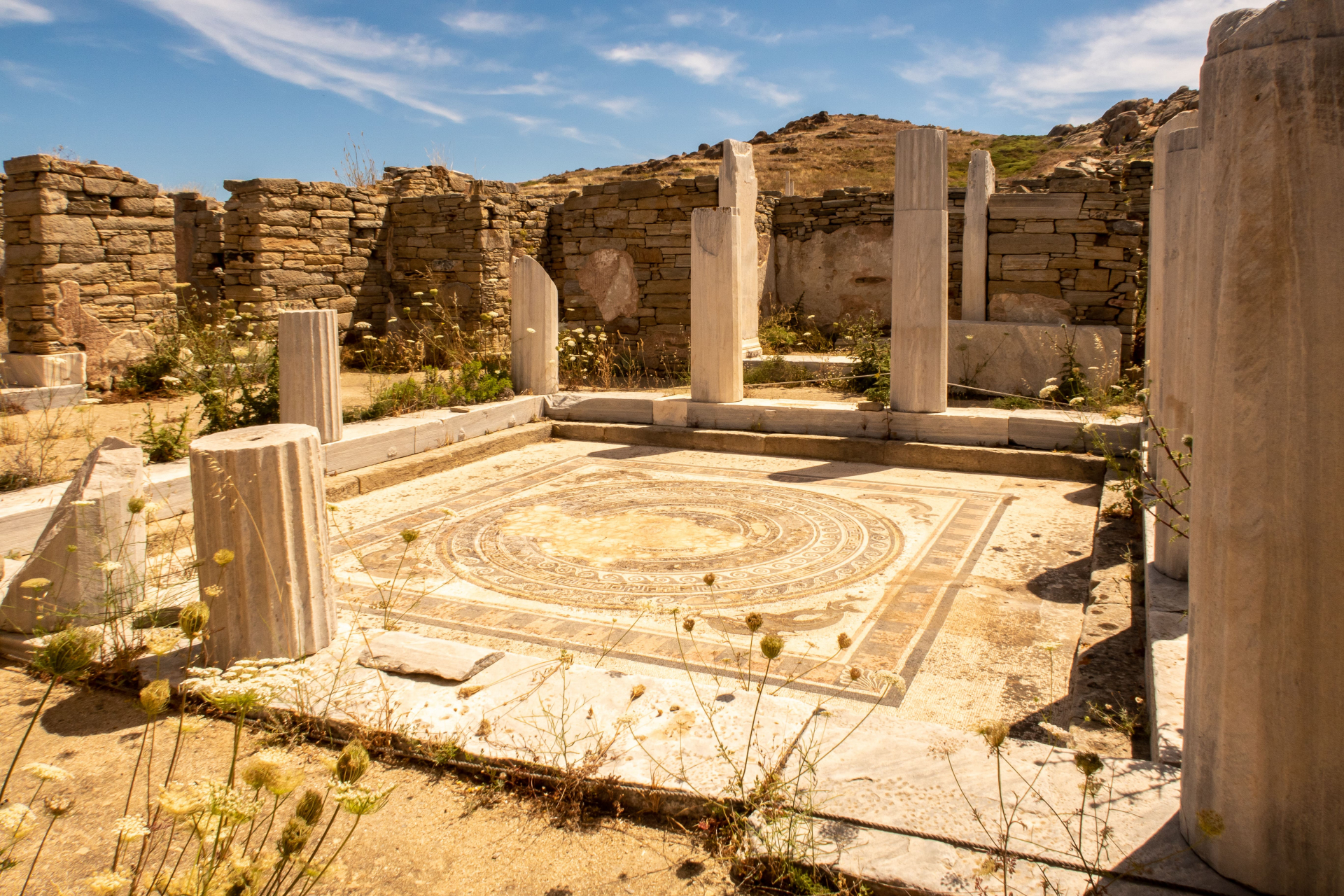 Sol mosaïque à Délos en Grèce